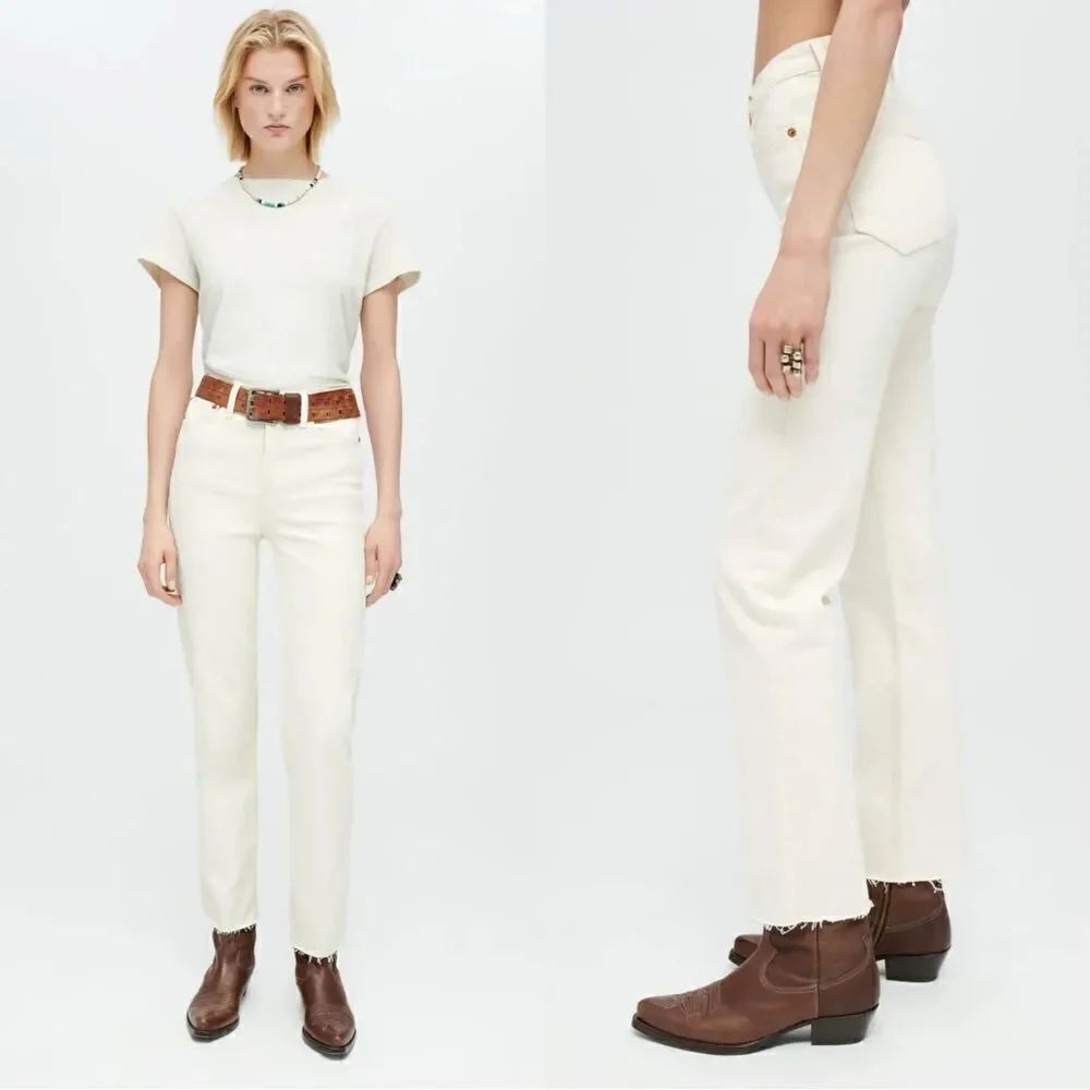 NWT RE/DONE 70s Stove Pipe Straight leg jeans in White